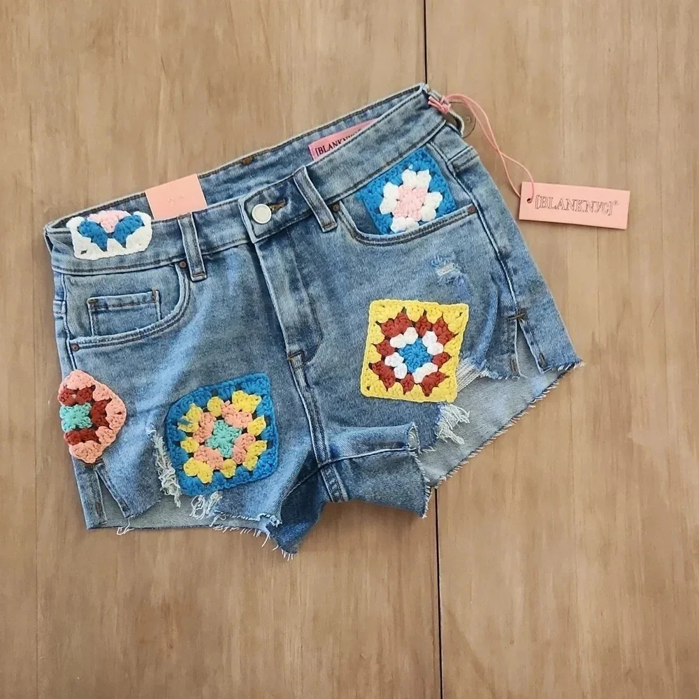Sold Out Blank NYC kids crochet denim jean shorts - Picture 1 of 8